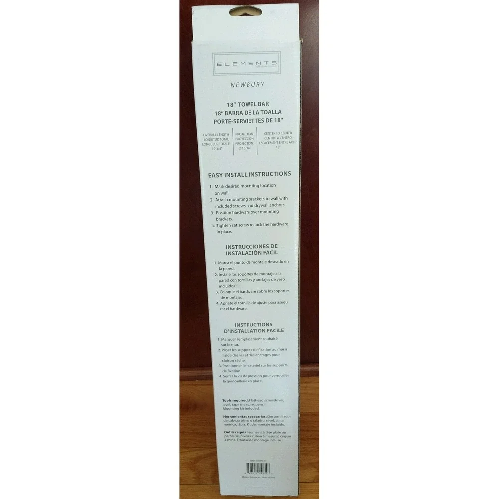 BATHROOM TOWEL BAR 18 INCH oil rubbed bronze Newbury ELEMENTS BHE3-03DBAC-R - Picture 2 of 4